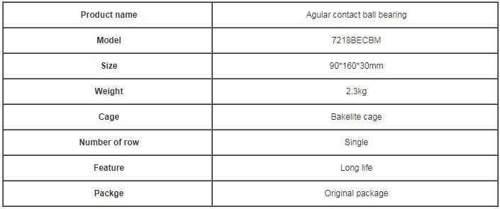 Millimètres à billes angulaire de poids de la taille roulement du contact 7218BECBM 90 * 160 * 30 2,3 kilogrammes