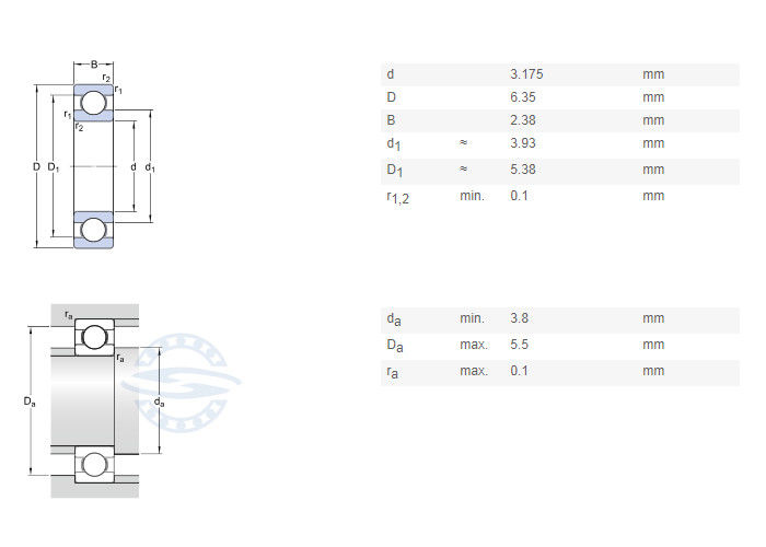 Taille 3.175x6.35x2.799mm RI418 ouvert roulement à billes de cannelure de R144 ZZ Mini Deep